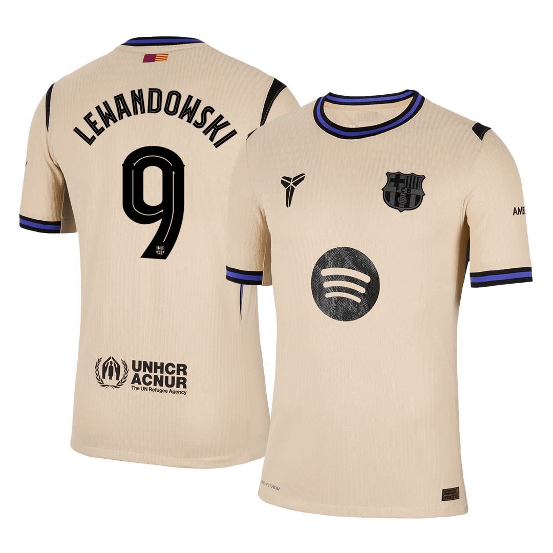 LEWANDOWSKI #9 Mens Barcelona Away Jersey 2025/26 UCL - Player Version (Slim Fit)