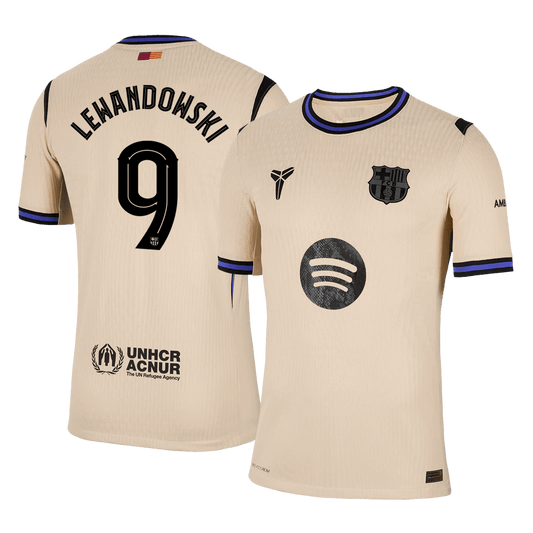 LEWANDOWSKI #9 Mens Barcelona Away Jersey 2025/26 UCL - Player Version (Slim Fit)